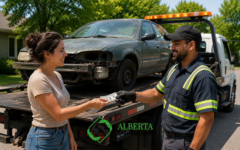 A woman in Alberta selling her car