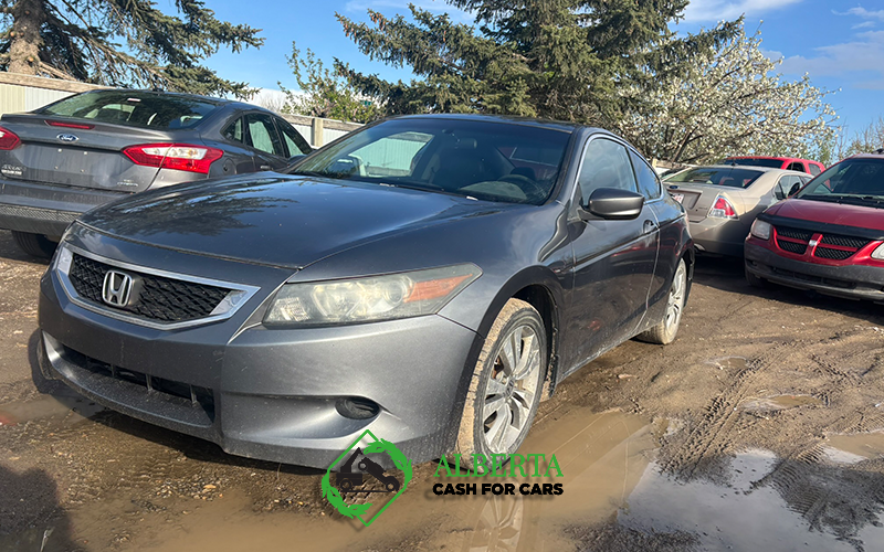 a car in the salvage yard of Alberta Cash for CArs