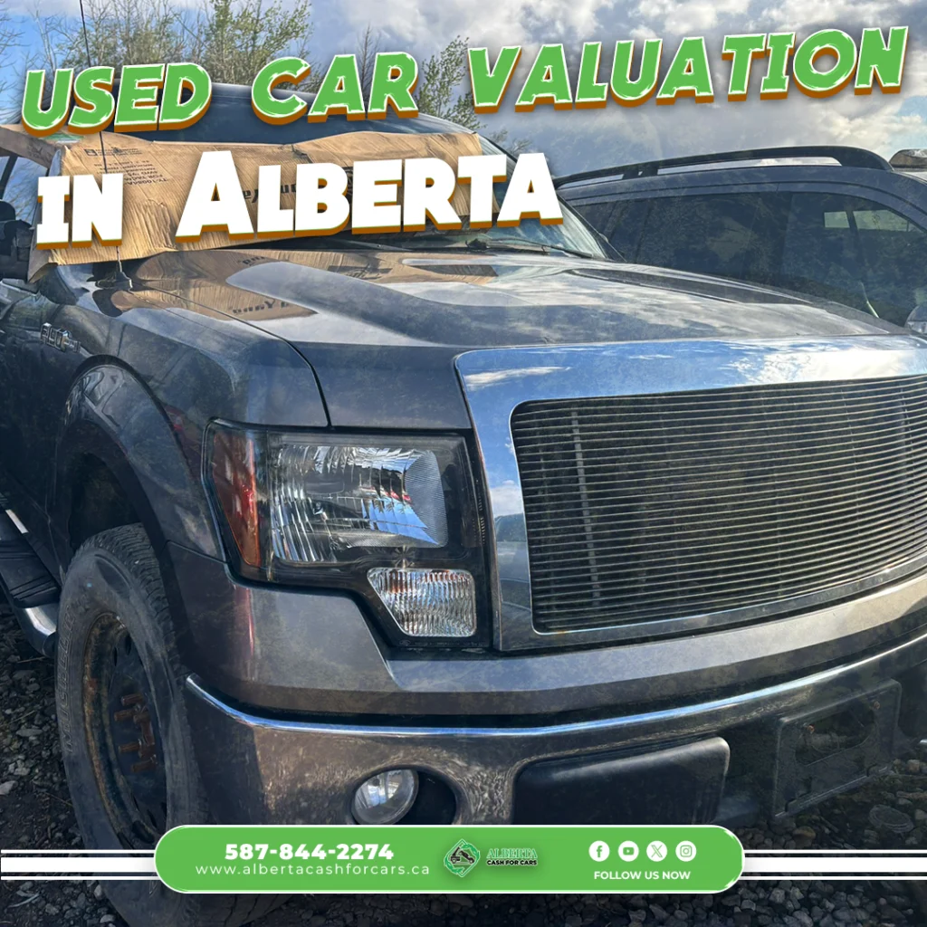 Used pickup truck parked outdoors for used car valuation in Alberta