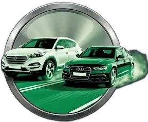 Running cars and trucks icon