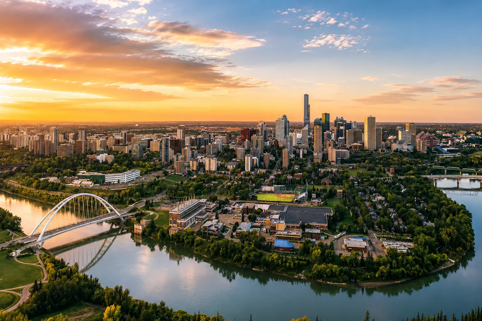 Edmonton river valley lookout view of the city