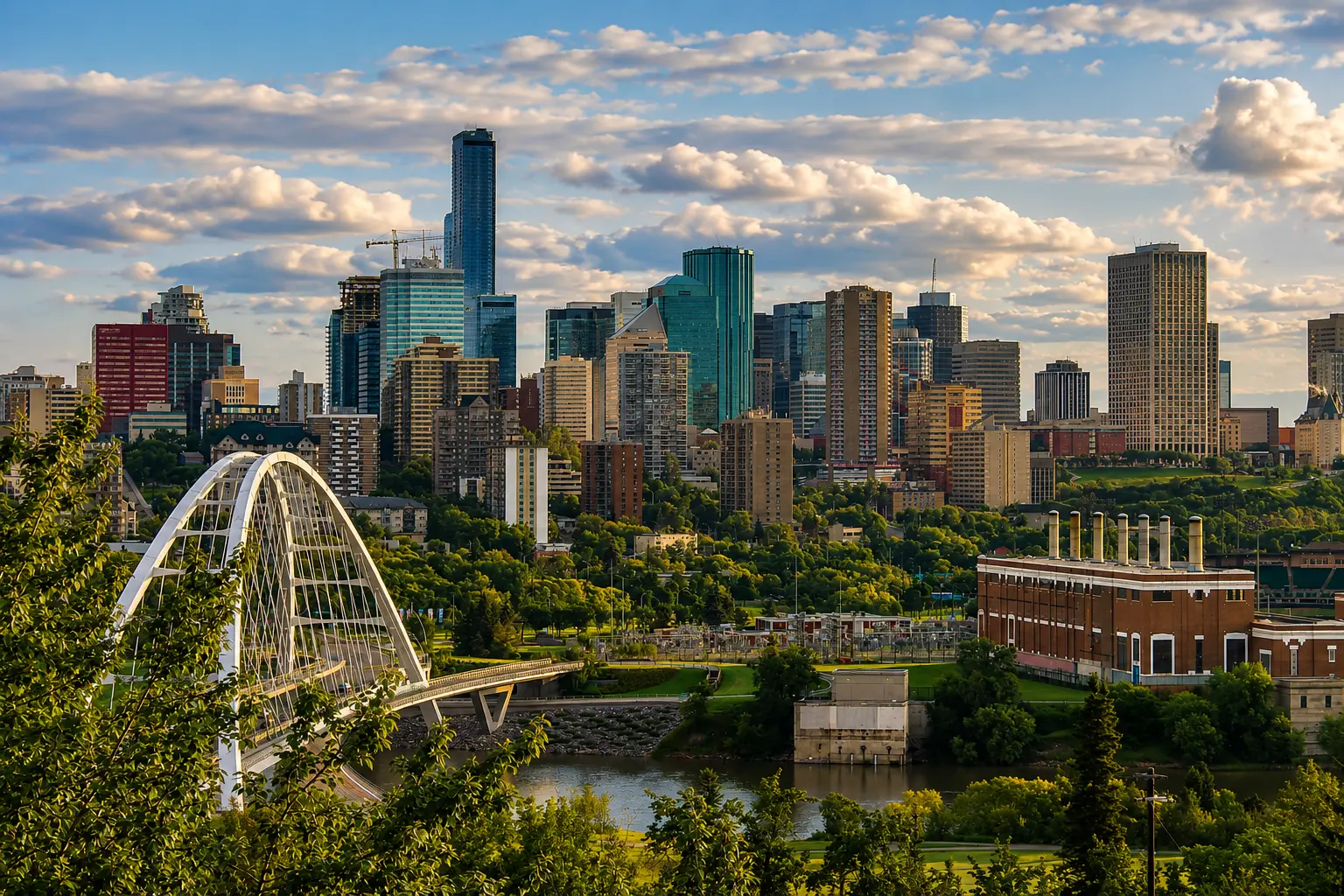 Edmonton downtown skyline and surrounding neighbourhoods