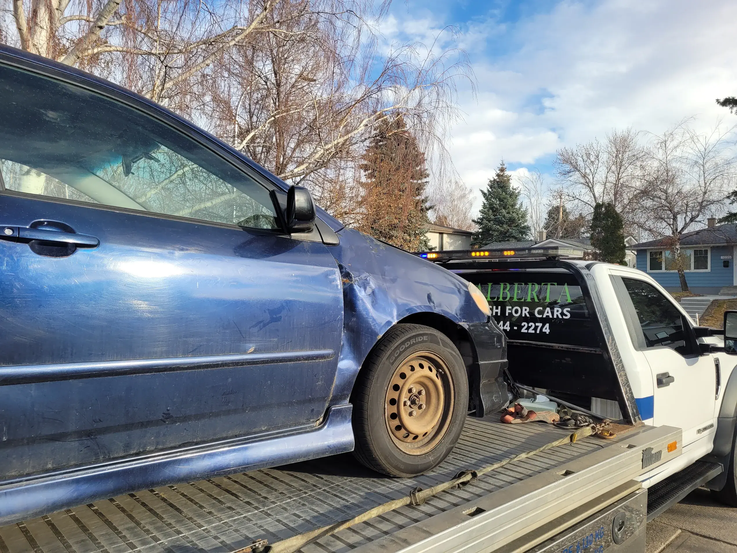 Junk car being towed with same day pick up