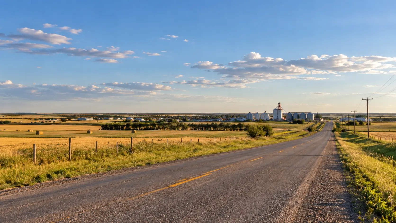 Rural roads and prairie landscape around Lyalta, Alberta
